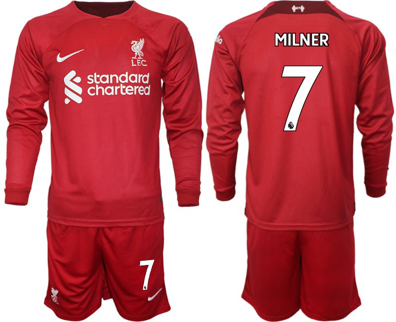 Men 2022-2023 Club Liverpool home long sleeves red #7 Soccer Jersey->youth soccer jersey->Youth Jersey